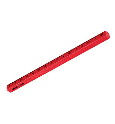 Regla de madera roja de 15 cm y sección cuadrada