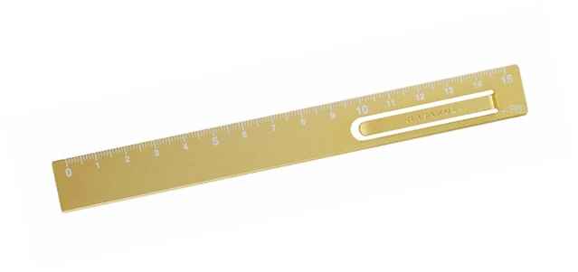 Regla marcapáginas Hasarula de aluminio dorada de 15 cm