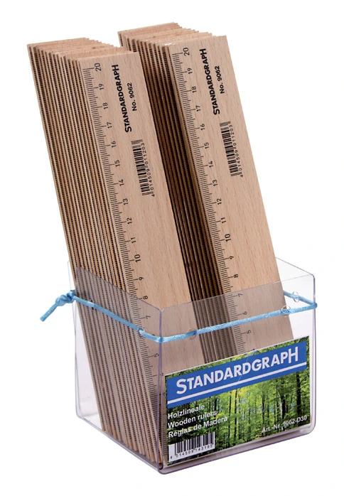 Regla de madera de 20 cm con alma de acero